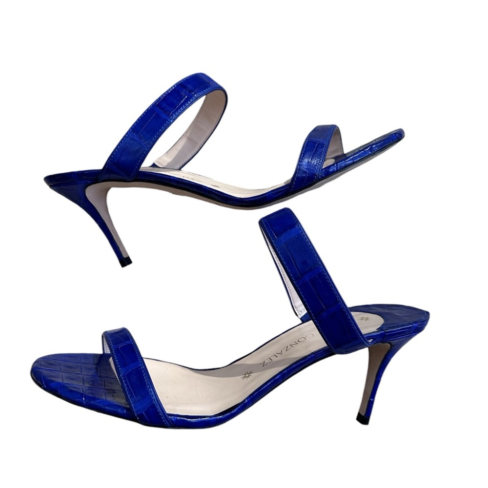 Nancy Gonzalez Maria 70 Genuine Crocodile Cobalt Blue Sandal Sz 39 - Picture 3 of 8
